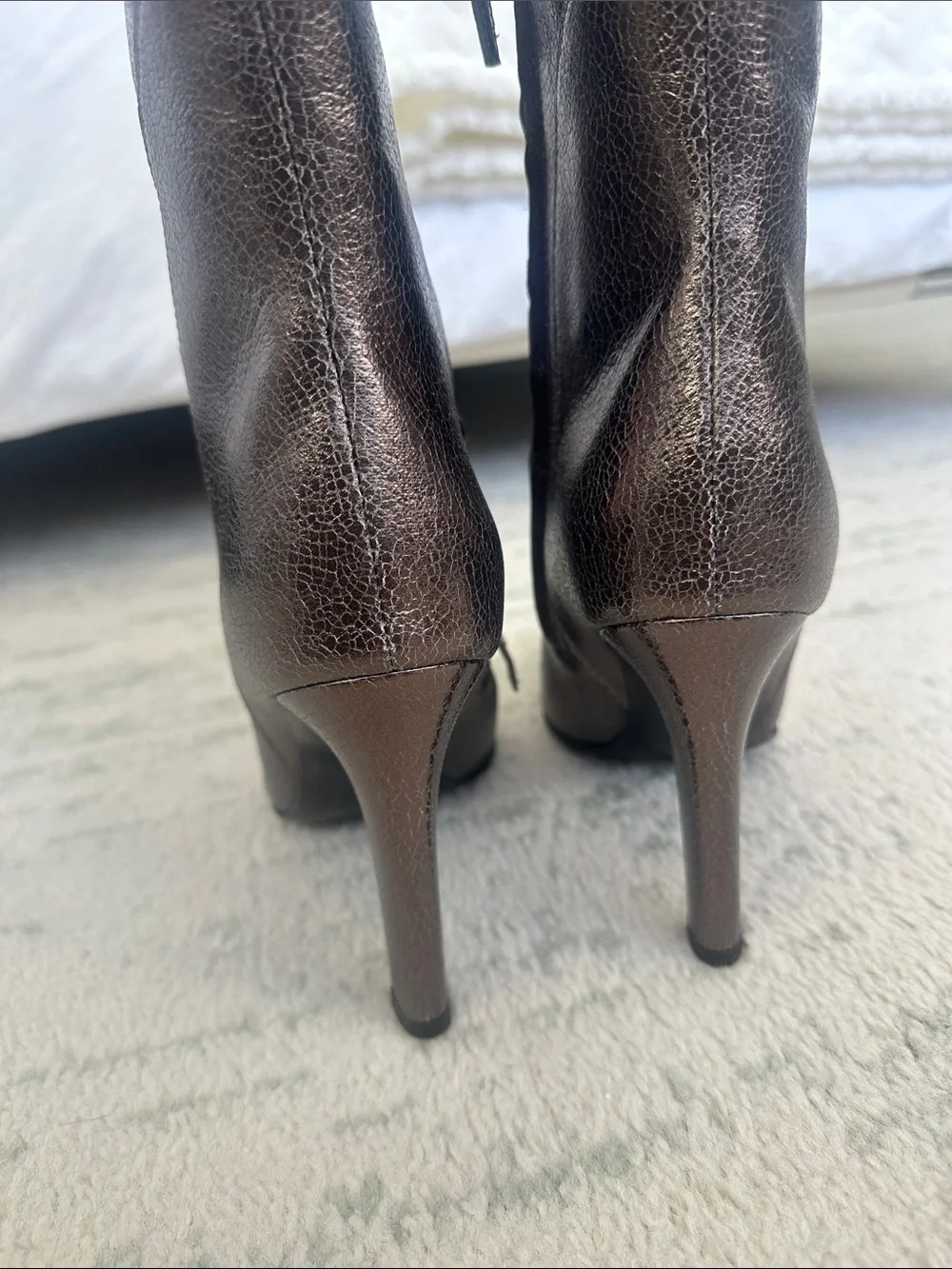 Giuseppe Zanotti Metallic Brown Knee-High Leather Stiletto Boots